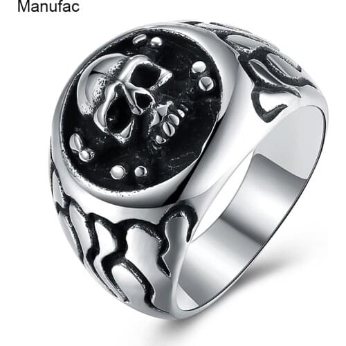 Punk Gothic Casting Evil Damn Vampire Head Bone Ring Titanium Steel Skull Ring Jewelry
