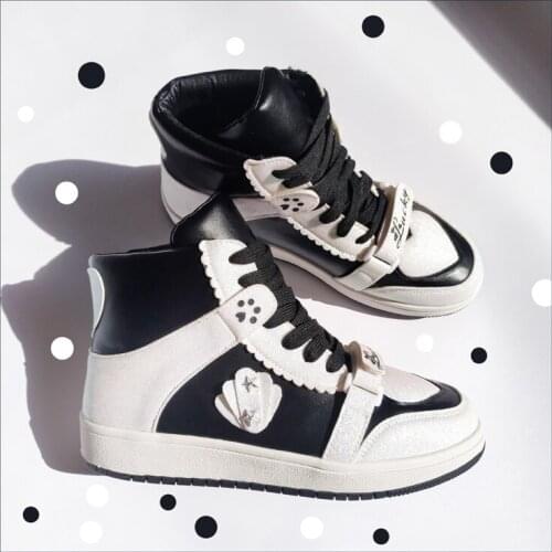 Sweet lolita shoes love cute platform loli shoes Japanese girl sneakers college style high/low daily single shoes cosplay cos