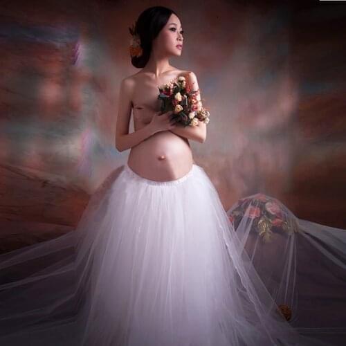 Long maternity dresses for photo shoot tutu summer photography props tulle pregnancy woman photo shoot clothes plus size