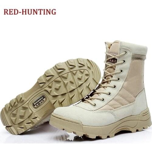Men Canvas leather Shoes Military Tactical Army Battle Combat Boots Warm Outdoor Hiking Shoes