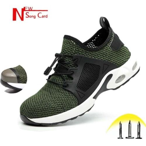 New song card Mens Safety Work Shoes Outdoor Breathable Mesh Steel Toe Indestructible Industrial & Construction Sneaker Boots