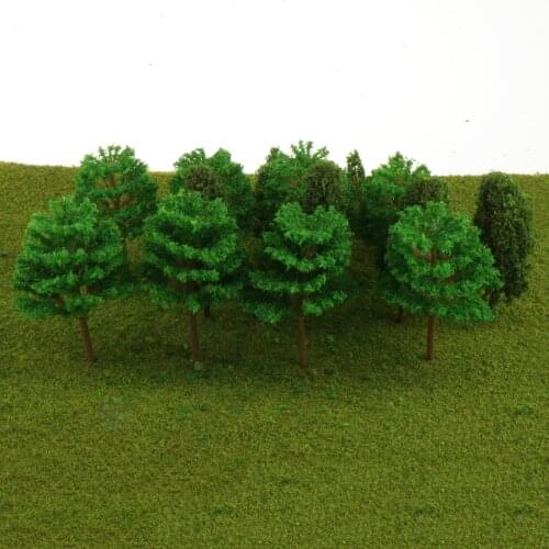 24pcs Model Trees Miniature Landscape Scenery Train Railways Trees Multi Scale, Light Green and Dark Green