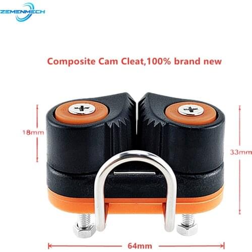 Nylon Boat Fast Entry Cam Cleat With Leading Rings Ball Bearings Rope Clamp Pilates Equipment Boat Cleats Kayak Marine Black
