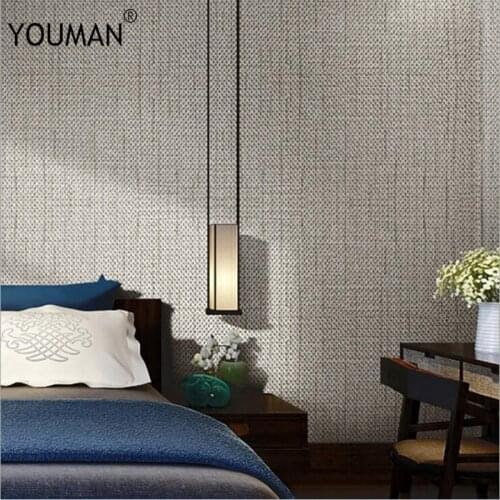 Wallpapers YOUMAN Brief Style Plain Classic 3d Grey Beige Solid Non-Woven Wallpapers WallPaper Roll For Office Home Decor Walls