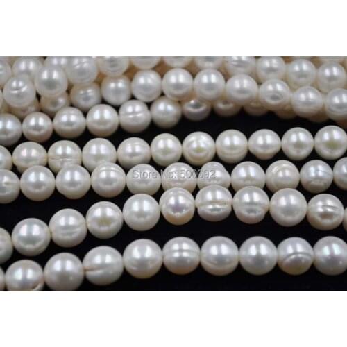 Wholesale 5 X strands 11mm near round freshwater white pearl strands