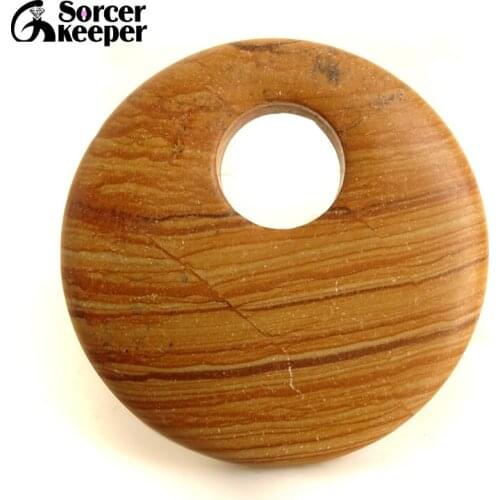 Collares Pendant Necklace Natural Sunset Jaspers Stone Gem Men Jewelry Leather Necklace & Pendant New Fashion Bijoux Women JS746