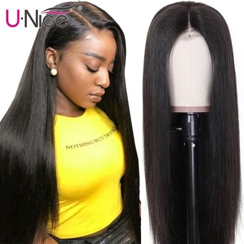 4x4 Lace Closure Wig With Baby Hair Pre-Plucked Brazilian Straight U Part Human Hair Wigs Natural Hairline Unice Hair Wigs