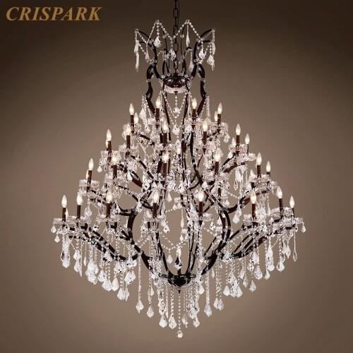 Retro Luxury Crystal Chandeliers Lighting LED Classical Candles Pendant Hanging Lamp for Bedroom Living Room
