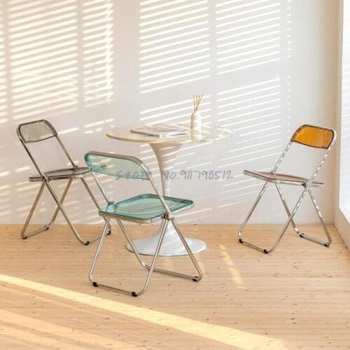 Transparent chair Nordic folding chair ins net red dining chair home backrest modern simple acrylic makeup stool