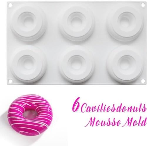6 Cavity Round Silicone Molds Donut Shaped Mousse Mold Cake Decorating Tool Bakeware Baking Accessories Easy to clean CM067