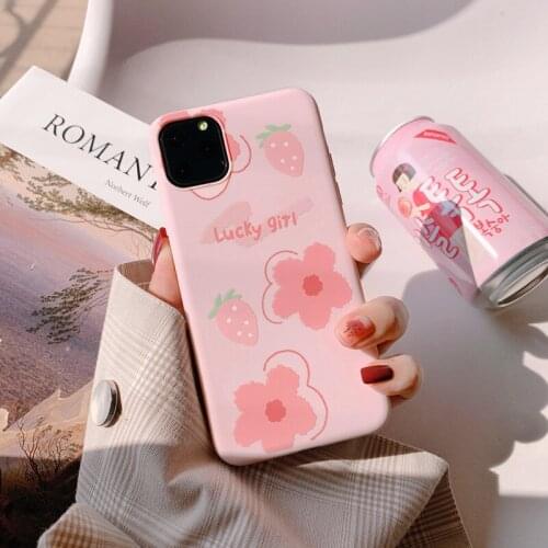Pink Flower Korea Luck Girl Phone Case For Apple iphone SE 2020 11 Pro X XS Max XR Cover For iphone 7 8 plus Cute Silicone Case