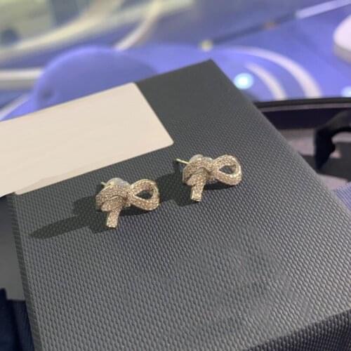 UMGODLY Fashion Earrings Silver Color Elegant Cubic Zirconia Bowknot Earrings Women Ladies Wedding Party Jewelry