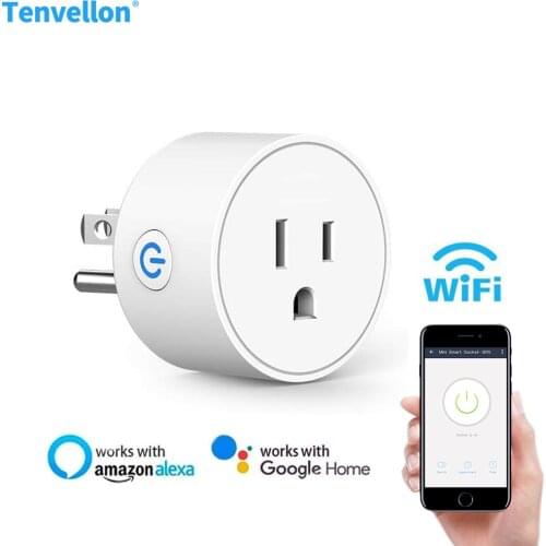 Tenvellon Smart Power Socket Plug WiFi US Plug Outlet Support Alexa Google Home With Timer Phone Remote Control Home Automation