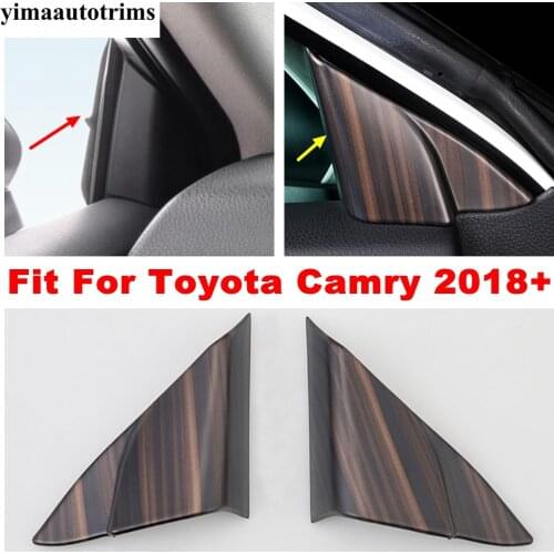 Car Inner Door Front A Pillar Decoration Frame Cover Trim For Toyota Camry 2018 - 2021 ABS Wood Grain Look Interior Accessories