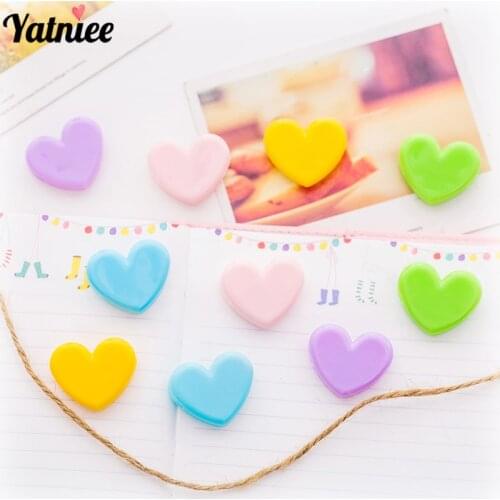 Yatniee 10pcs/pack Soft Pink Love Small Clip Cute Stationerty Plastic Photo Decoration Clip Folder Props
