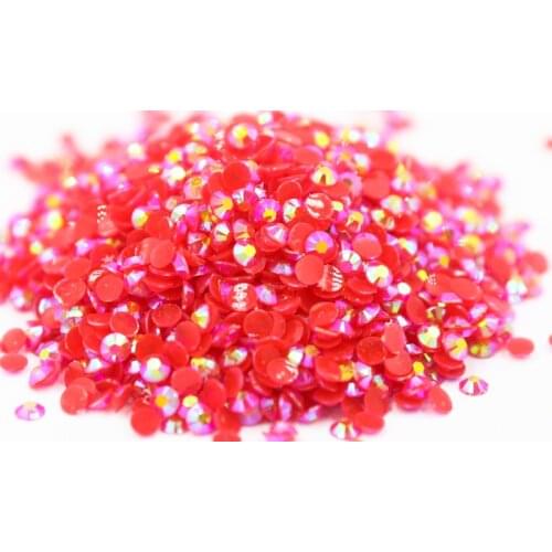 Jelly Siam AB Color 2~6mm Flatback стразы Resin Non hotfix Rhinestones in Bulk Package Nail Art Decoration for Garment