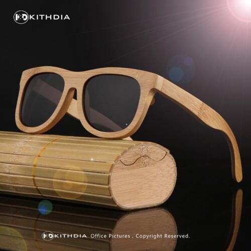 KITHDIA Sun Glasses for Women Polarized Bamboo Sunglasses Men Retro Vintage Wood Lens Wooden Frame Sunglasses