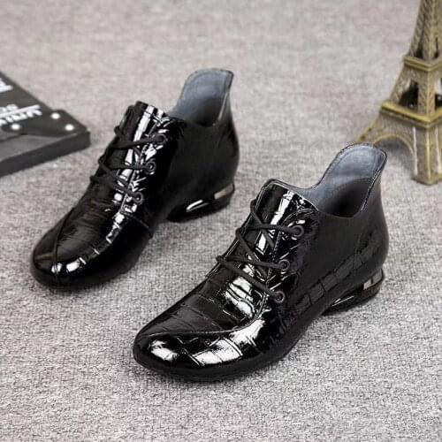 ZANPACE Winter Leather Platform Womens Boots 2020 Fashion Large Size 41 Women Shoes Zipper Low Heels Ankle Boots for Women