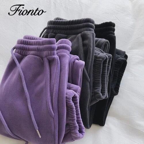 Women Winter Thick Pants 2021 Women Sportswear Fleece Warm Female Casual Loose Long Harem Trousers High Waist Woman Pants Hot