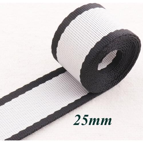 1" Silver Gray Smooth Striped Webbing Ribbon Black Edge Bag Purse Straps Totes Belts Tape Bag Handle 25mm webbing