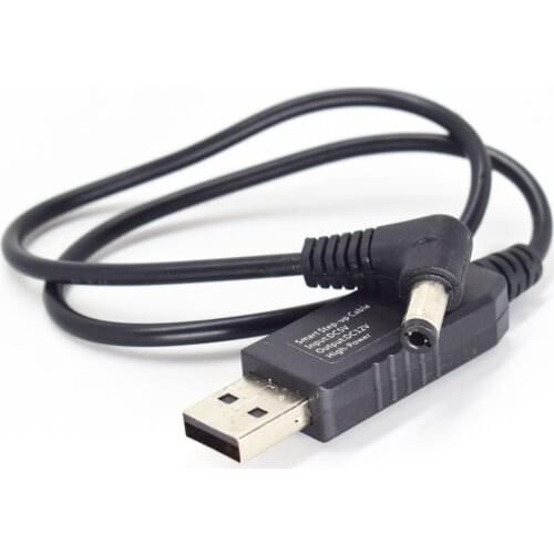 1pc 40cm USB 2.0 A Male 5V to 12V Right Angle DC 5.5x2.1mm Male Step-Up Cable