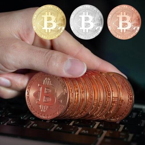 1pcs Gold Plated Bitcoin Coin Collectible Art Collection Gift Physical commemorative Casascius Bit BTC Metal Antique Imitation