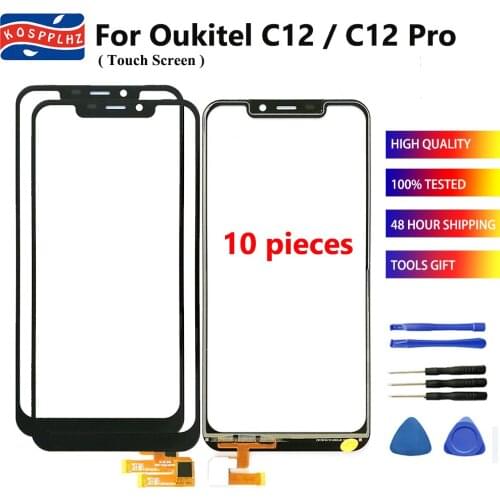 10 pieces 100% New Touch For oukitel c12 pro Touch Screen Front Glass Panel Touch Lens c12 c12pro Cell Phone With Tools & Tape