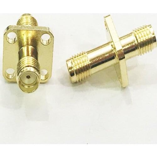 10pcs SMA Female 4 Hole Flange to SMA Female RF Coax Coaxial Adapter Connector