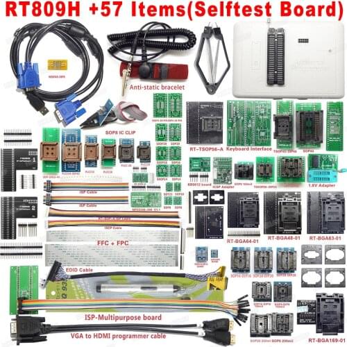 100% Original Universal RT809H EMMC-Nand FLASH Programmer + 56 ADAPTERS WITH BGA169 BGA48 BGA63 BGA64 Adapters