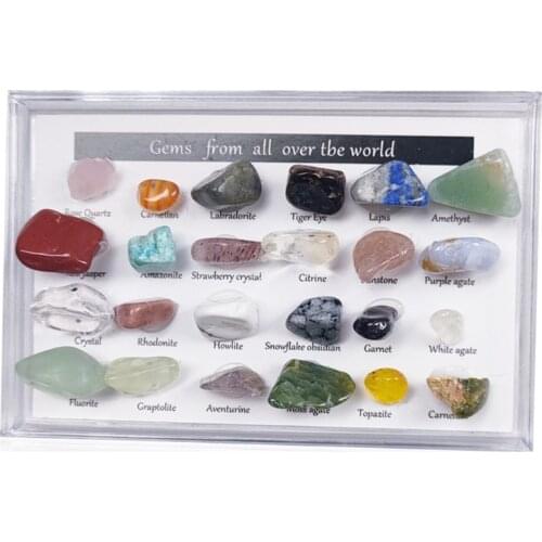 24pcs Healing Crystals Chakra Stones Colorful Gems Ore Specimens Polished Stone Geological Teaching Supplies