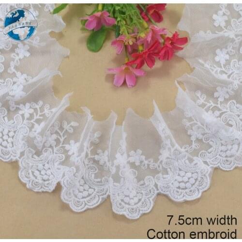 7.5cm width cotton embroid sewing ribbon guipure lace fabric trim warp knitting DIY Garment Accessories african lace#2892