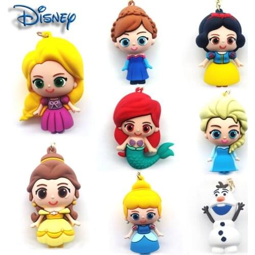 8 styles of Disney Frozen cute keychain Snow White Princess Aisha Anna Olaf car keychain children bag pendant key ring friend gi
