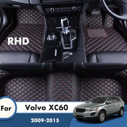 RHD Car Floor Mats For Volvo XC60 2015 2014 2013 2012 2011 2010 2009 Leather Carpets Waterproof Custom Auto Accessories Interior