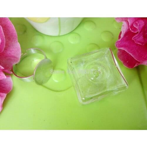 Free shipping !! 10pcs 25x25mm Square Liquid Rings,glass bubble Liquid rings,Glass Globe Bubble Vial rings,glass bottle rings