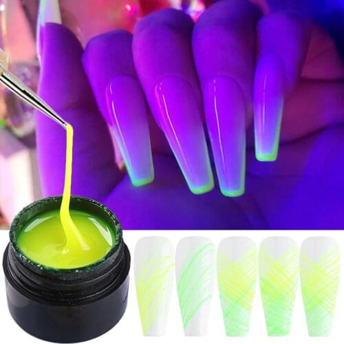 5ml Luminous Pulling Silk Neon Fluorescent Effect Spider Nail Gel Varnish Base Nail accessories гель лак для ногтей 2020