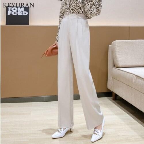 High Waist Boyfriend OL Pants Black Women Summer Casual Loose Female Suit Pants 2021 Wide Leg Trousers Ladies Pantalon Femme
