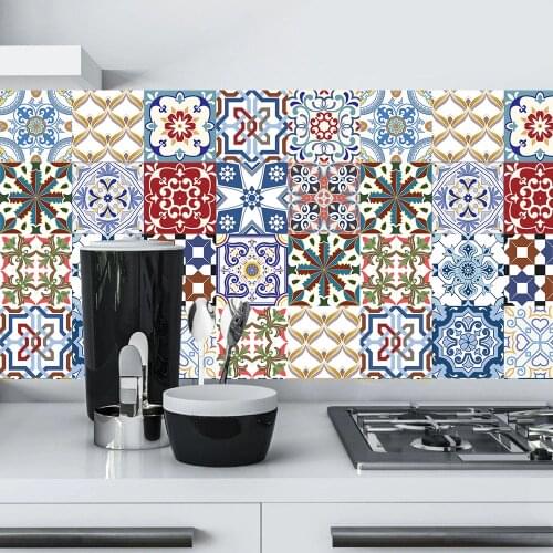 Colorful Moroccan Style Strip Wall Stickers Kitchen Waist Line Wallpaper Home Decor Waterproof Peel & Stick PVC Art Wall Decals
