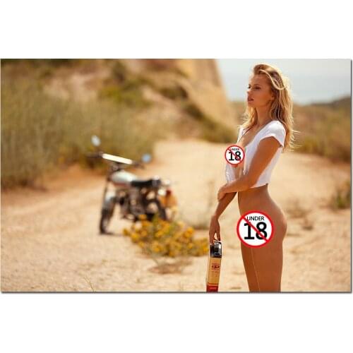 Sexy Girl and Motorcycle Photo Decorative Posters and Prints Wall Art Canvas Painting Wall Picture For Living Room