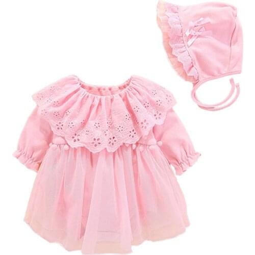 Baby Newborn Spring Summer Clothes Tutu Lovely Cute Dress+Cap 2Pcs Infant Girl Baby Clothing 100% Cotton Princess Girls Vestidos
