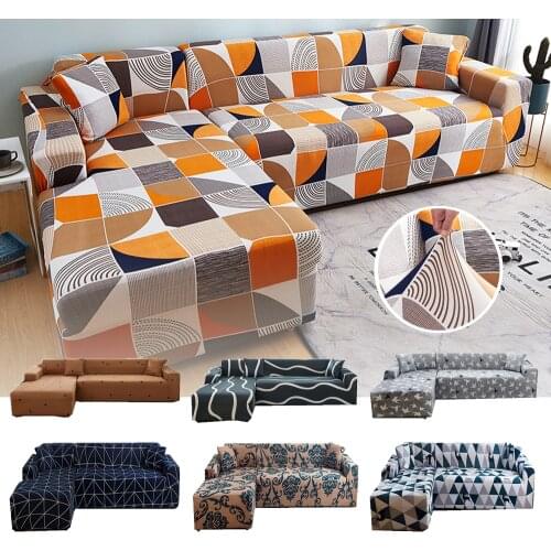 Elastic Corner Adjustable Sofa Cover for Living Room Chaise Longue Sofa Decorative L Shape 2 3 4 Seater Orange Protection Cover