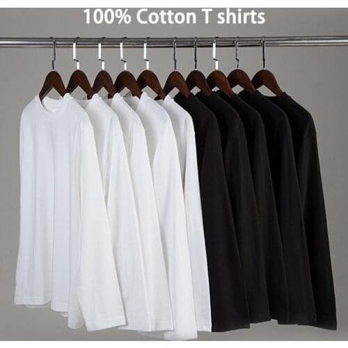 Autumn Long Sleeve T-Shirts Men 100% Cotton Summer Short Tees Women Solid Basic Male Female Tshirt Slim Plain Tee Shirt Children