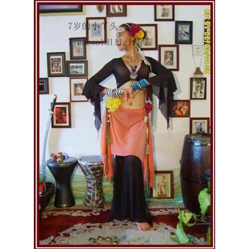 7Years Old Lil Girl Gothic Tribal Belly Dance Over Skirt BK03