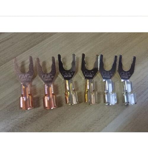Hi-End 5mm Solid Copper Speaker Y Spades Fork connector Plug Banana plug Speaker Amplifier socket