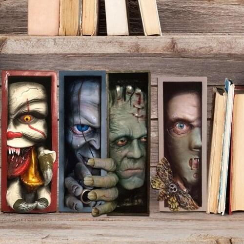 Human Face Resin Bookends Bookstand Sculpture Bookshelf Decor Peeping On The Bookshelf Terror Style Sculpture Home Decoration