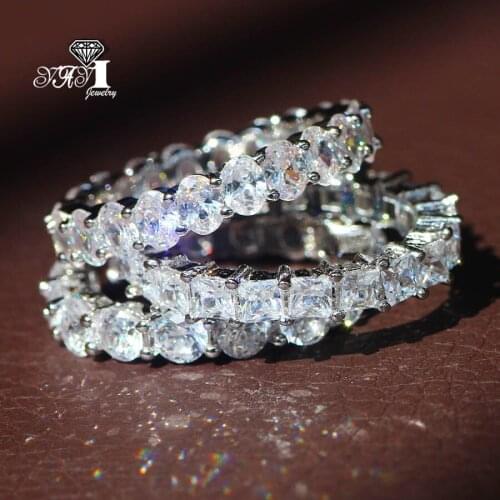 3 pcs YaYI Jewelry Fashion Princess Cut 9.6CT White Zircon Silver Color Engagement Rings wedding Rings Party Rings