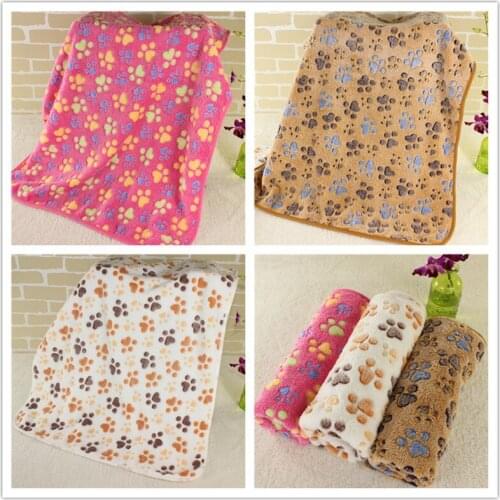 Pets Mat Soft Warm Fleece Paw Print Design Pet Puppy Dog Cat Mat Blanket Bed Sofa Pet Warm Product Cushion Cover Towel