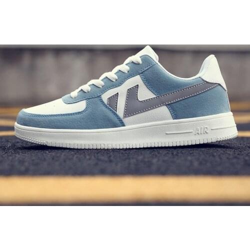 Fashion Women Casual Shoes Big Size 36-44 Unisex Sneakers Lace Up Outdoor Flats Comfortable Walking Shoes Blue Leisure Footwear