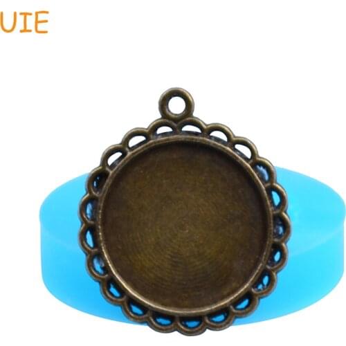 OYL034U 26.5mm Round Lace Victorian Frame Silicone Push Mold Sugarcraft Fondant - Necklace DIY, Polymer Clay Mold