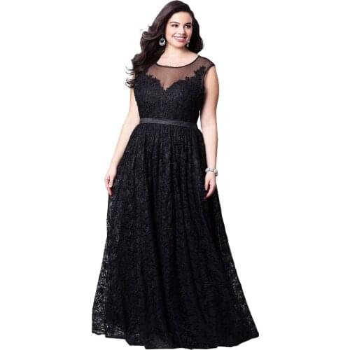 Summer Dress Women Evening Party Dress Lace Sleeveless long Sexy dresses Solid O-Neck maxi Dresses vestidos de fiesta Plus Size