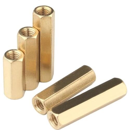 M2 M2.5 M3 Hexagonal Stud Spacer Hollow Pillars Six angle Hexagonal copper stud nut brass spacer Hexagonal Cylinder pillars